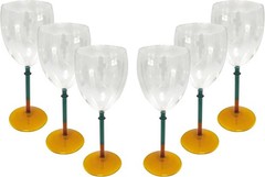 Gusto Buono 11.8oz Borosilicate Wine Glasses Set of 6 Amber Sea Green Stem