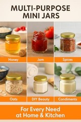 50 Pack 1.5 oz Hexagonal Mini Glass Honey Jars in Bulk with Wooden 50 pack