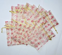 Gift Bags for Package Red Pink Heart Gift Pouch Candy Wedding Favor 5×7″ 50 pcs