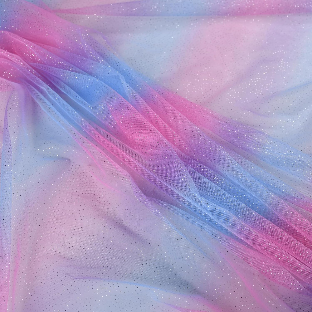 Rainbow Glitter Tulle Rolls Gradient Color for Table Runner Chair Tutu Skirt Sew
