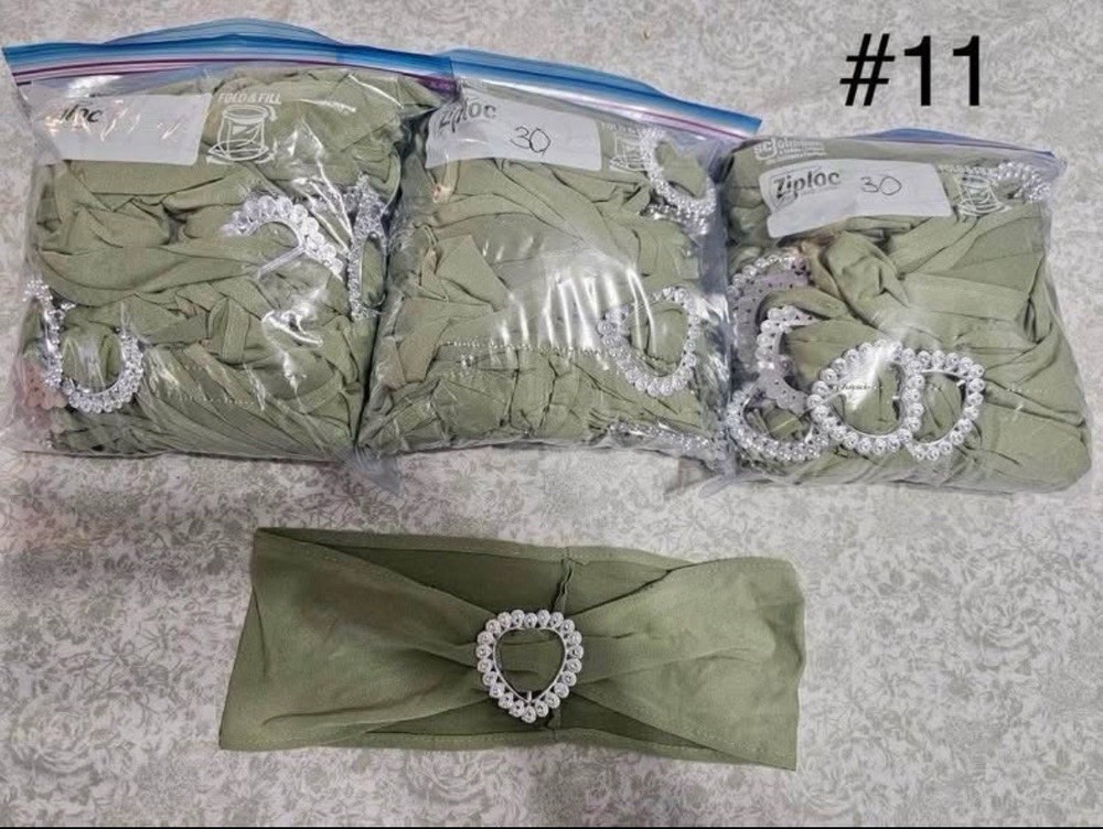 92 Heart Buckle Green (Sage) Chair Sashes Wedding Party Decorations