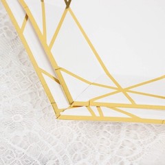 25 White 9″ Hexagon Paper Salad Dinner Plates Gold Trim Tableware