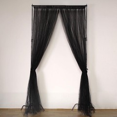 BLACK 5 ft x 10 ft Sheer Tulle Backdrop Curtain Panels Wedding Party Decorations