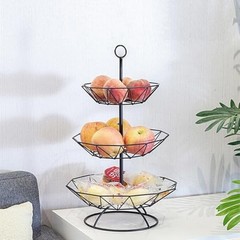Snadulor 3 Tier 13″ Cake Stand Fruit Heavy Plate Handle Fittings Round Black