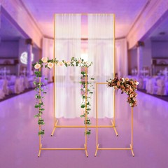 3-Piece Gold Freestanding Backdrop Stands Rectangular Balloon Frame for Wedding