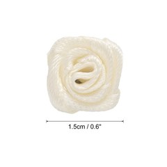 100pcs 1.5cm Mini Ribbon Roses for Crafts Artificial Fabric Flowers Beige