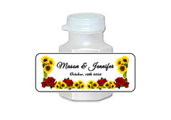 30 wedding favor mini bubble labels stickers personalized roses and sunflowers