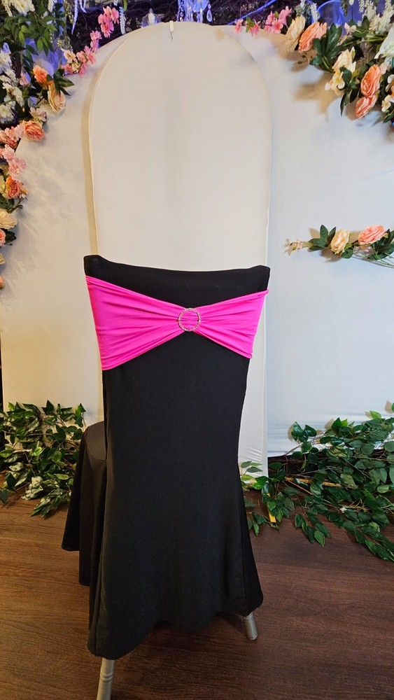 175 Hot Pink Spandex Chair Sashes with Rhinestone Buckle – Parties and events