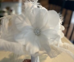 Custom Made White Feather Rhinestone Bridal Bouquet