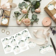 White Floral Thank You for Celebrating with us Stickers | 2 inch | Gold Foil |