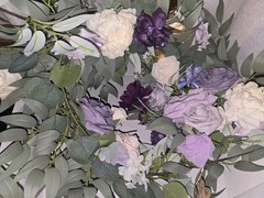 Ling’s Moment Eucalyptus Garland with Flowers, 6FT Wedding Table Decor, Purple