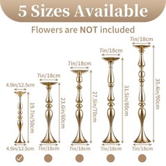 Sziqiqi Metallic Vase Centerpiece Stands for Wedding Table 20in-10pcs, Gold