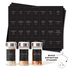 230 Black Spice Labels by ThreeKin | Waterproof & 1 inch in diameter,