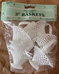 Vtg White Plastic Baskets & Bells, lot of 9, wedding, Christmas, crafting