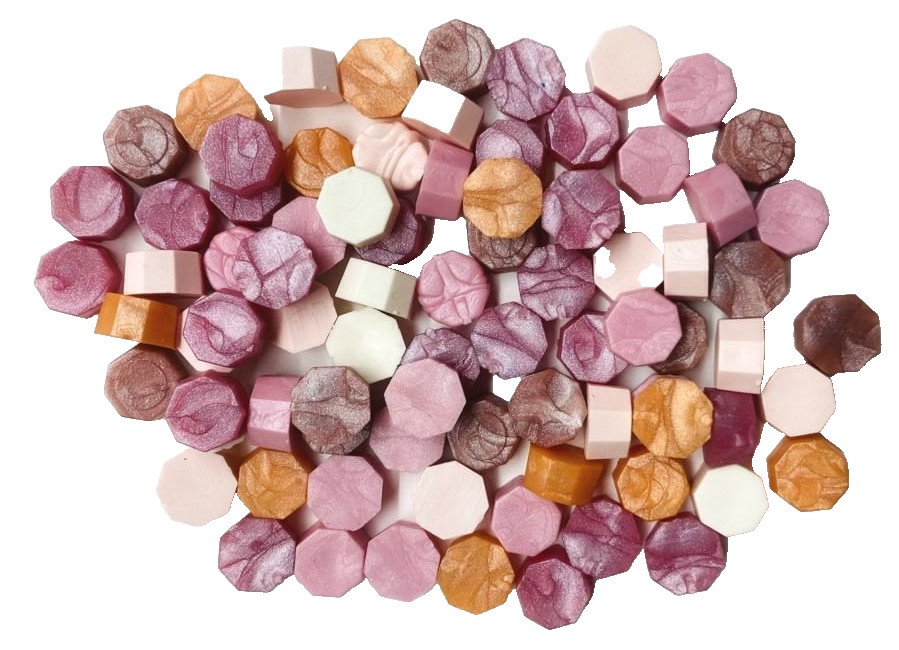 Pink-Rose/White/Orange Color Mix Sealing Wax Beads (approx 250 hex-shape beads)