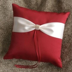 Wedding Ring Pillow Wedding Ring Cushion Ring Bearer Pillow，White & Red，7.8 7…