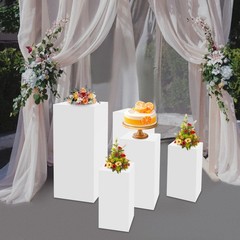 Square Display Stands For Party-set Of 5 White Cake Pedestal Stand Decoration