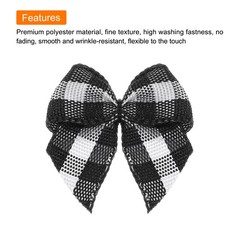 100Pcs Mini Gingham Ribbon Bow 1″ Checkered Fabric Ribbon Bows Black&White