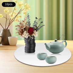 18Pcs Round Mirror Candle Plate Set Circle Mirror Trays Mirror Centerpiece NEW