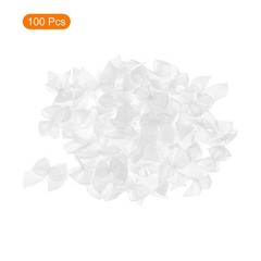 100 x Mini Ribbon Bows 10″ Mini Fabric Satin Ribbon Gift Flower Bows Wood White