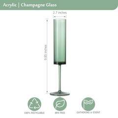 Acrylic Dark Wine Glasses champagne glasses Champagne Flutes 24 Pack Green