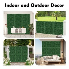 12pcs 24×16″ Artificial Boxwood Mat Wall Hedge Decor Privacy Fence Panel Grass