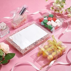 30PCS Clear Gift Boxes, 4x4x1.2inch Rectangle PVC Clear Wedding Favour Boxes …