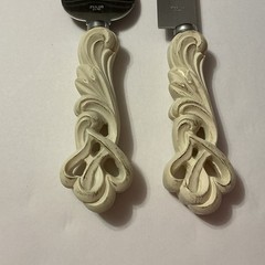 Wedding Cake Knife & Server Set 2pc Carved Decorative Handles Stainless