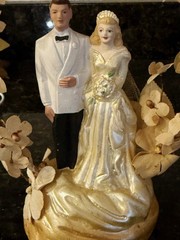 Vintage Unique 1949 Wedding Cake Topper Bride & Groom Pfeil & Holin