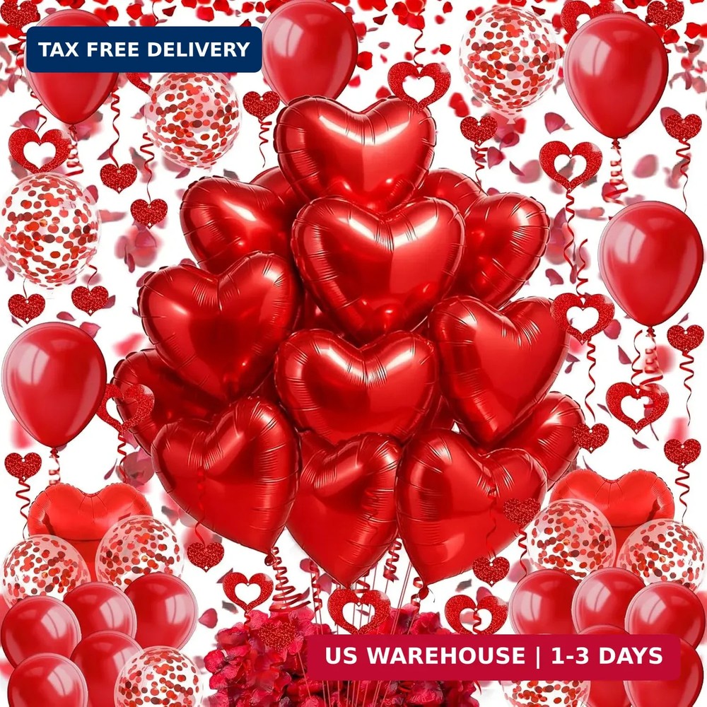 Heart-Shaped Aluminum Foil Balloon,Red Latex balloons,Confetti Balloon,Fake Peta