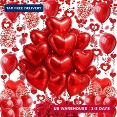 Heart-Shaped Aluminum Foil Balloon,Red Latex balloons,Confetti Balloon,Fake Peta