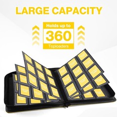 Toploader Binder, Holds 360 Toploaders, 100 Toploaders INCLUDED, 9-Pocket PU …