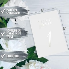 32 Silver Wedding Table Numbers 1-30 – 4×6 Table Numbers for Wedding Receptio…