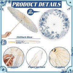 Wedding Favor Set for Guests with Floral Paper Parasols Fans and Gift Bags 61…