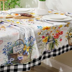 cusugbaso Spring Tablecloth 60×84 Inch 84″ x 60″ (Rectangular), Floral Vase