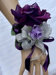 Purple Lavender Silver Wrist Corsages Wedding Dance Party Flowers