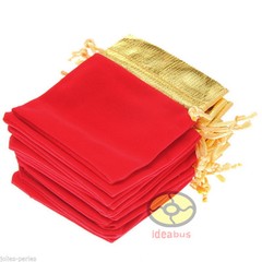 12/25/50/100pcs Gold Trim Velvet Pouch Wedding Favor Gift Bag 3.5×2.7″ 4.7″x3.5″