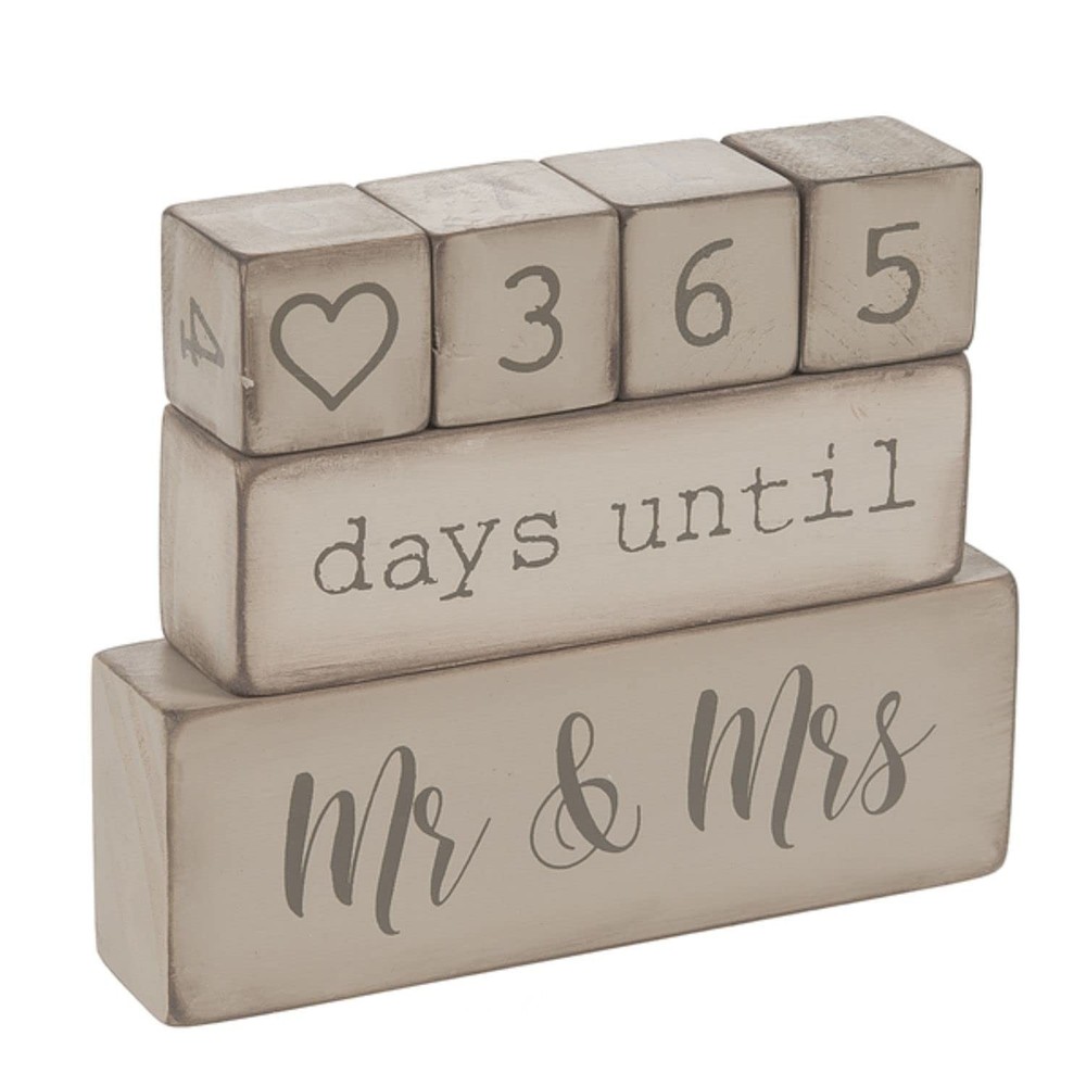 Wedding Countdown Blocks, 6 Piece Wooden Calendar, Grey