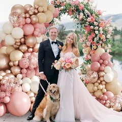 Dusty Pink Balloon Arch Kit, 143Pcs Blush Pink Sand White Nude Rose Gold Boho