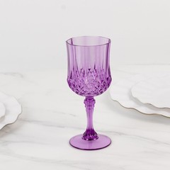 PURPLE 6 Plastic 8 oz Crystal Cut Goblets WINE GLASSES Party Events Decorations