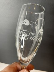 Cala Lily Champagne Wedding Toasting Flutes Bride Groom Etch Set Of 2