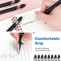 Bribobo 8 Pack Black Ballpoint Pen 2-in-1 Stylus – Retractable Metal Pen With…