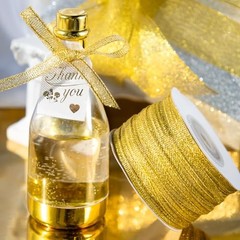 Brassy Glitter Ribbon 1/4Inch 50Yards Sparkly Sheer 1/4inchx50Yards Gold