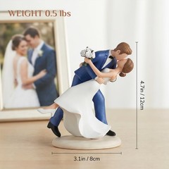 Storieme Wedding Cake Topper Decoration: Bride and Groom 4.7 inches, White