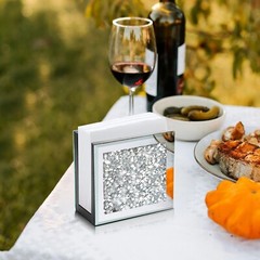 Crystal Crushed Diamond Mirrored Napkin Holder,Mirrored Vertical Holder, Cute…