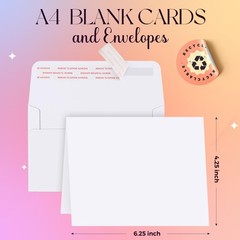 ACSTEP 50Pack Blank Cards and A4(4-1/4 X 6-1/4) 50 PCS With Cards, White