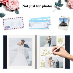 Self Adhesive Photo Album, Navy Blue Scrapbook Album with DIY 60 Blank Pages,…