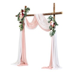 Uimoso Artificial Wedding Arch Flowers Kit with Drapes Kit Deluxe White Pink