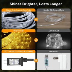 100FT 720 LED Rope Lights Outdoor Waterproof with Remote, 8 Modes and 4 Brigh…