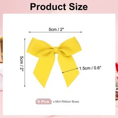 6Pcs Mini Grosgrain Ribbon Bow 2″ Self Adhesive Flower Bows Yellow